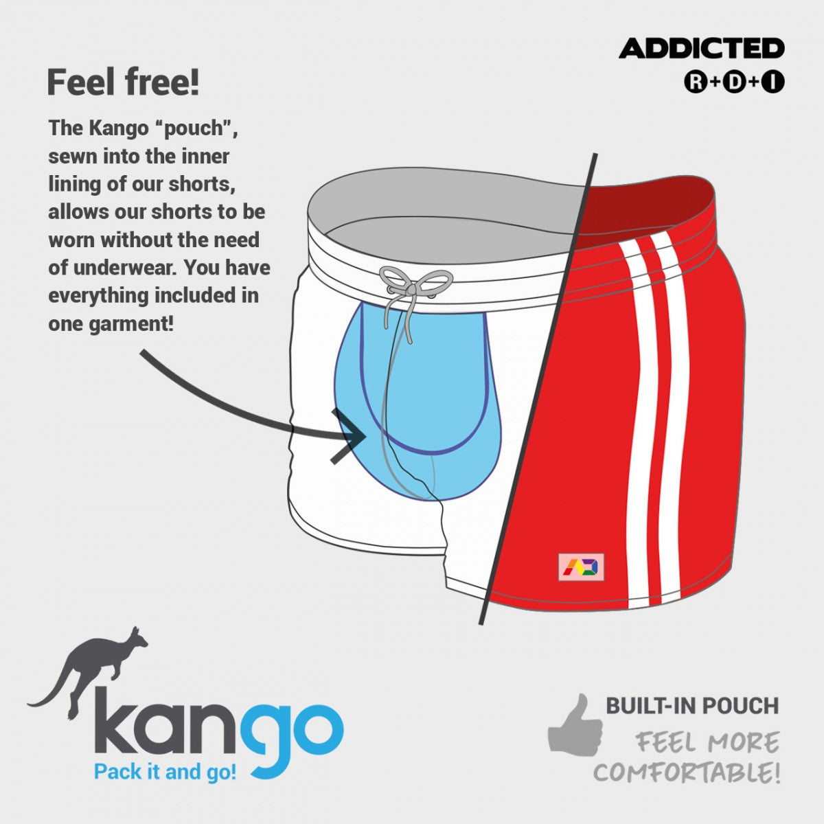 AD Fetish - Double Stripe Rocky Shorts - ADDICTED SA