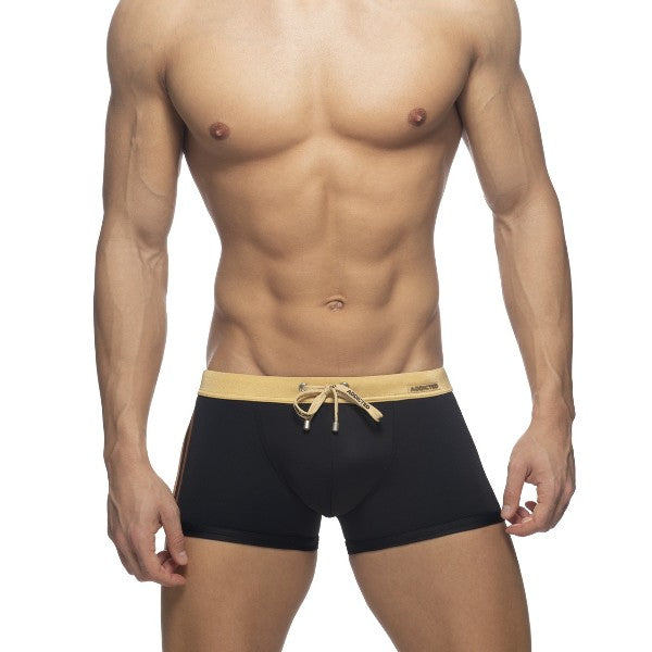 ADDICTED BLACK STRIPED SWIM TRUNK - GOLD - ADDICTED SA