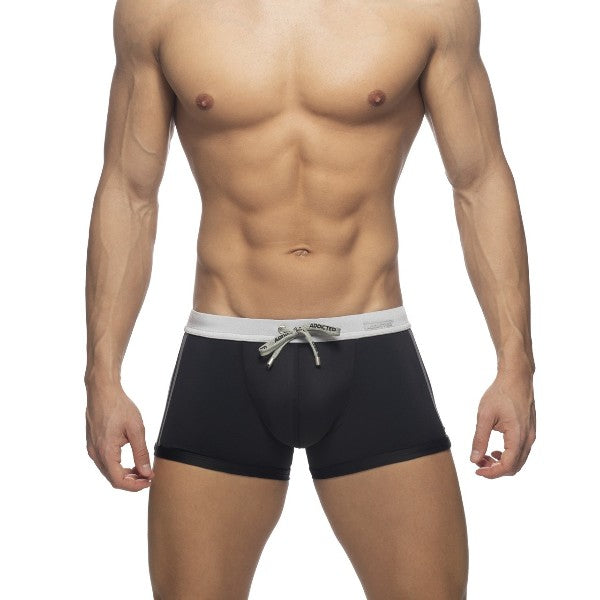 ADDICTED BLACK STRIPED SWIM TRUNK - SILVER - ADDICTED SA