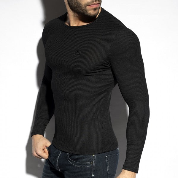 ES COLLECTION - RECYCLED RIB LONG SLEEVE T-SHIRT BLACK - ADDICTED SA