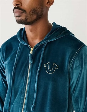 True Religion Velour "BIG T" Zip Hoodie - ADDICTED SA