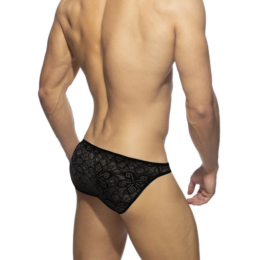 ADDICTED FLOWERY LACE BIKINI BRIEF - BLACK - ADDICTED SA