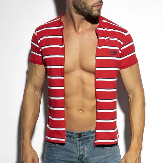 ES COLLECTION STRIPES POLO SHIRT - RED - ADDICTED SA