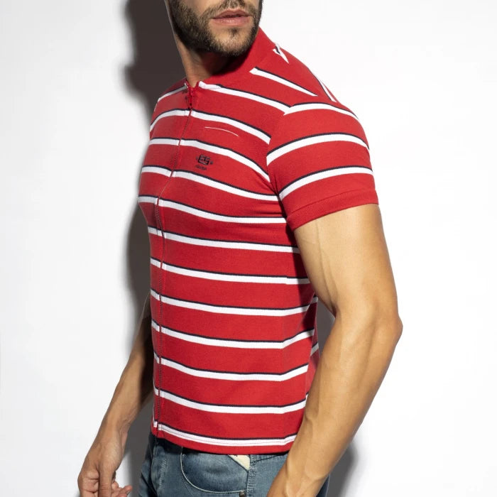 ES COLLECTION STRIPES POLO SHIRT - RED - ADDICTED SA