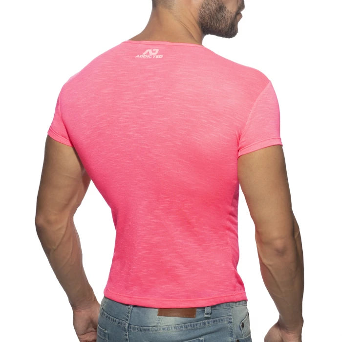 ADDICTED THIN FLAME T-SHIRT - NEON PINK - ADDICTED SA