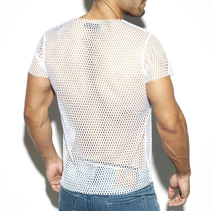 ES COLLECTION OPEN MESH T-SHIRT - WHITE - ADDICTED SA