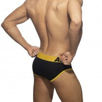 ADDICTED - 2 PACK OPEN FLY COTTON BRIEF WHITE| YELLOW