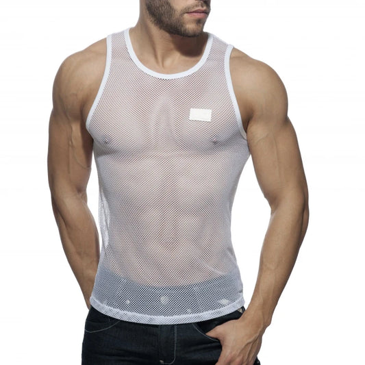 Addicted Black & White Mesh Tank Top - White - ADDICTED SA