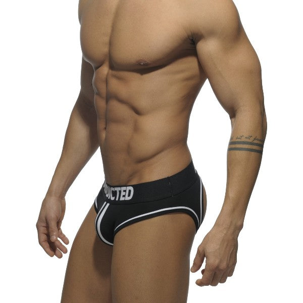 Addicted Double Piping Bottomless Brief - Black
