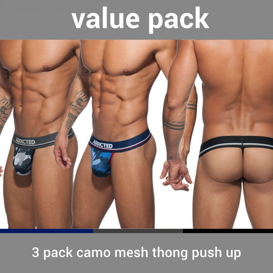 Addicted 3 Pack Camo Mesh Thong - ADDICTED SA