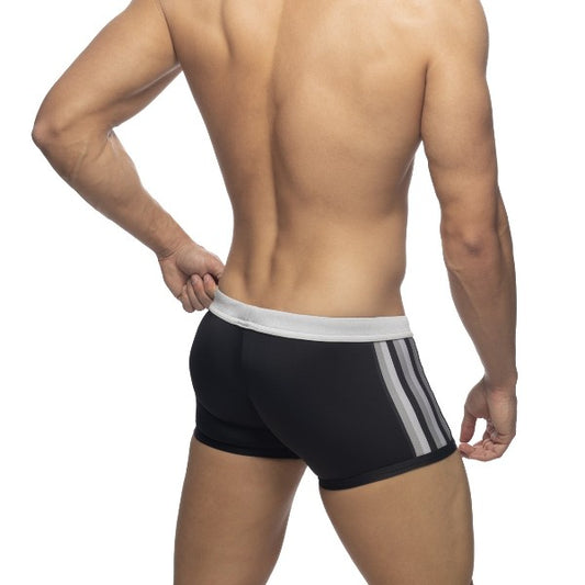 ADDICTED BLACK STRIPED SWIM TRUNK - SILVER