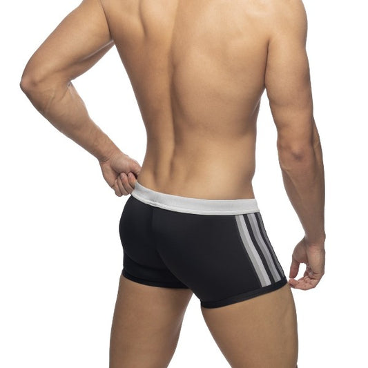 ADDICTED BLACK STRIPED SWIM TRUNK - SILVER - ADDICTED SA