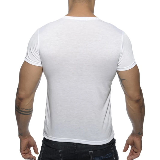 ADDICTED BASIC U NECK T- SHIRT - WHITE