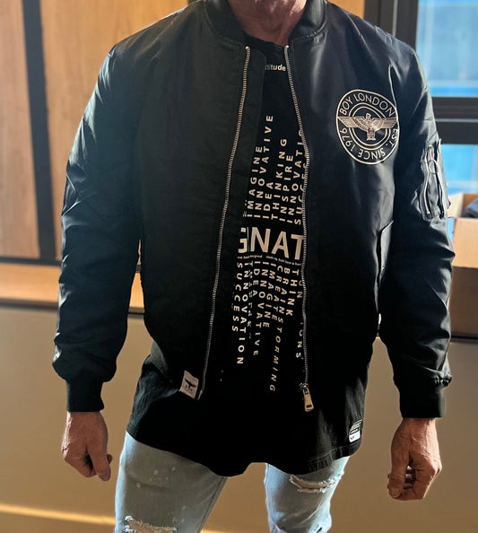 BOY LONDON - MEN’S BLACK BOMBER JACKET - ADDICTED SA
