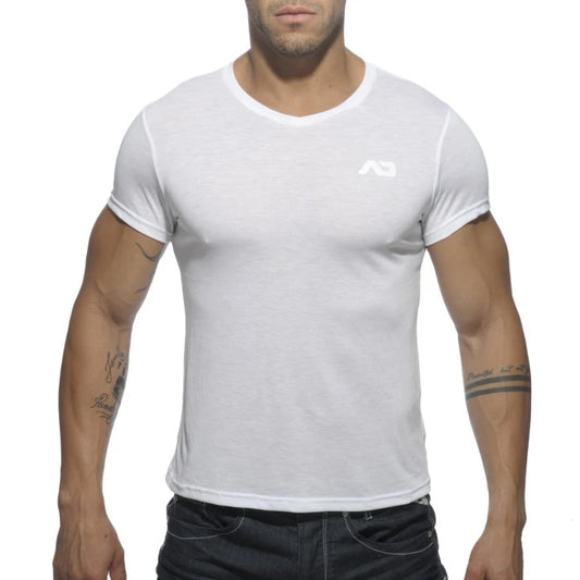 ADDICTED BASIC U NECK T- SHIRT - WHITE