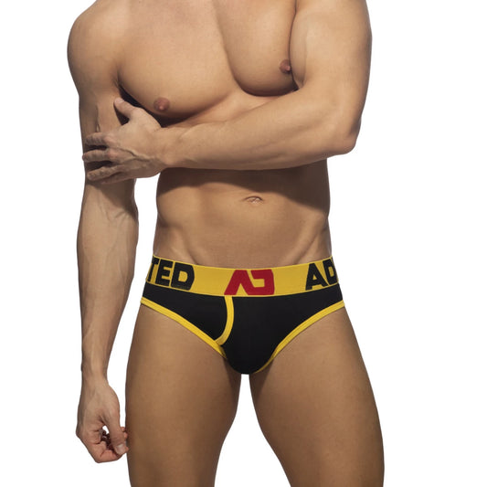 Addicted 2 Pack Open Fly Cotton Brief Yellow | Navy - ADDICTED SA