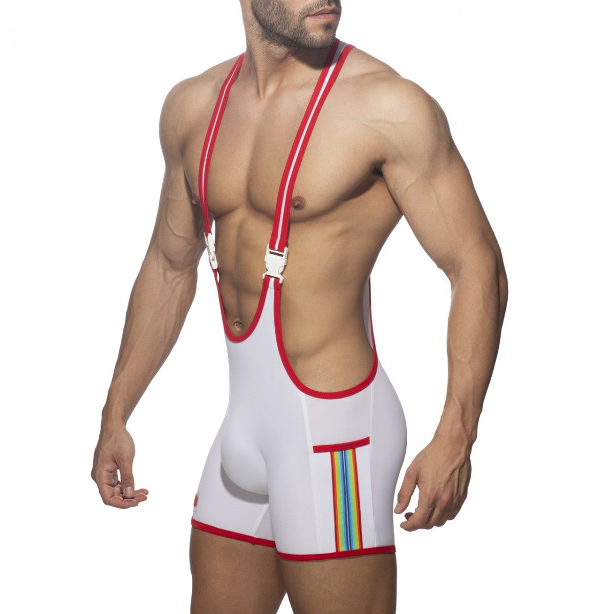 Addicted Rainbow Tape Wrestling Suit