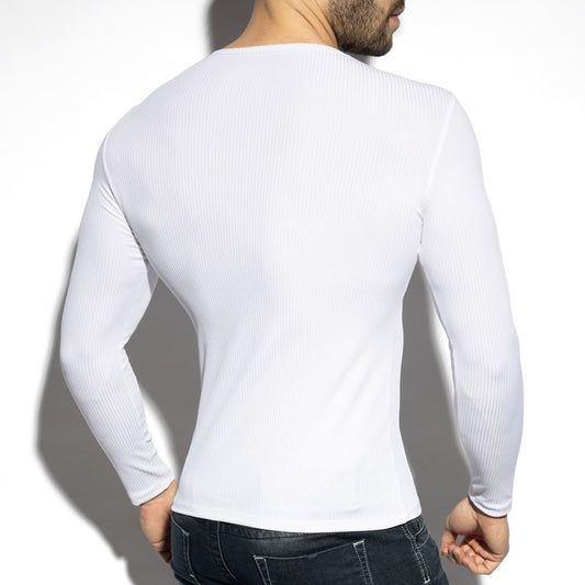 ES COLLECTION - RECYCLED RIB LONG SLEEVE T-SHIRT | White - ADDICTED SA