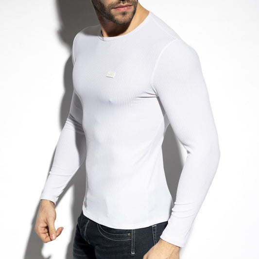 ES COLLECTION - RECYCLED RIB LONG SLEEVE T-SHIRT | White - ADDICTED SA
