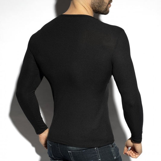 ES COLLECTION - RECYCLED RIB LONG SLEEVE T-SHIRT BLACK - ADDICTED SA