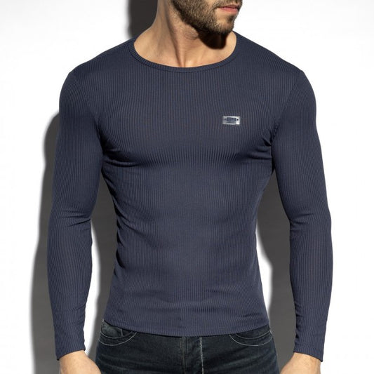 ES COLLECTION - RECYCLED RIB LONG SLEEVE T-SHIRT NAVY - ADDICTED SA