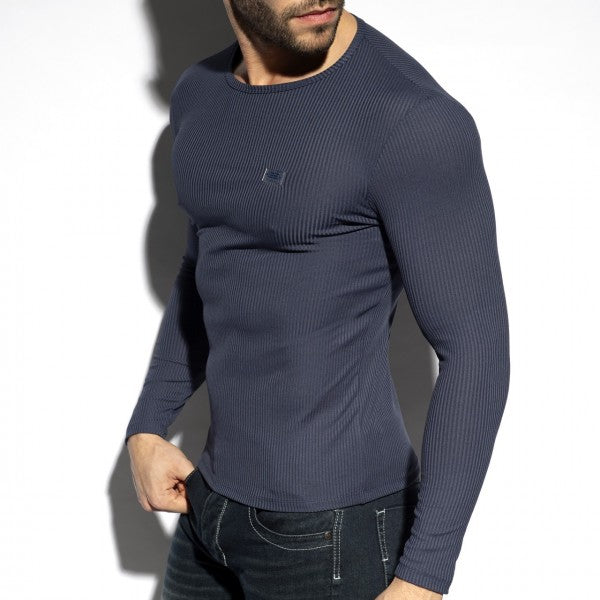 ES COLLECTION - RECYCLED RIB LONG SLEEVE T-SHIRT NAVY - ADDICTED SA