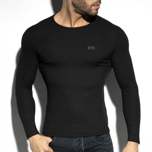 ES COLLECTION - RECYCLED RIB LONG SLEEVE T-SHIRT BLACK - ADDICTED SA