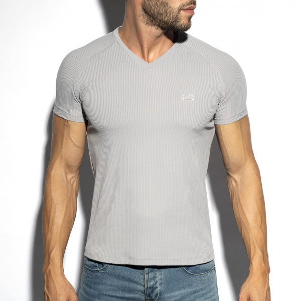 ES RECYCLED RIB V-NECK T-SHIRT - ADDICTED SA