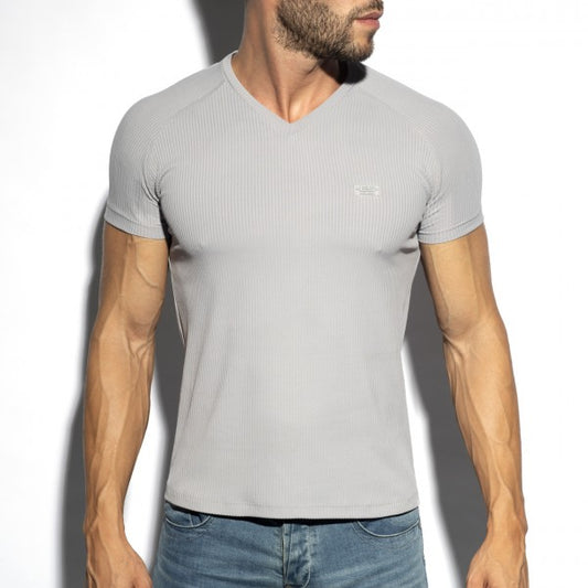 ES RECYCLED RIB V-NECK T-SHIRT - ADDICTED SA