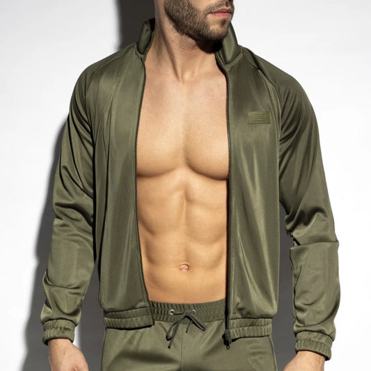 ES Collection Zip Pockets Plain Jacket Khaky - ADDICTED SA