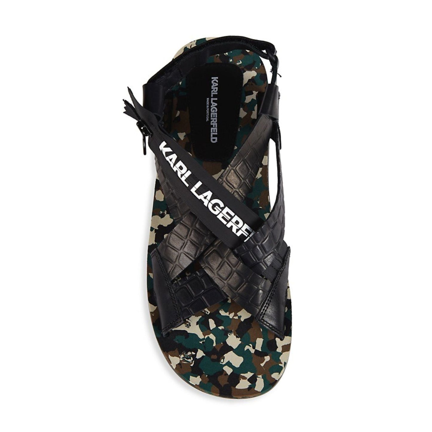 Karl Lagerfeld Paris Croc-Embossed Leather Sandals
