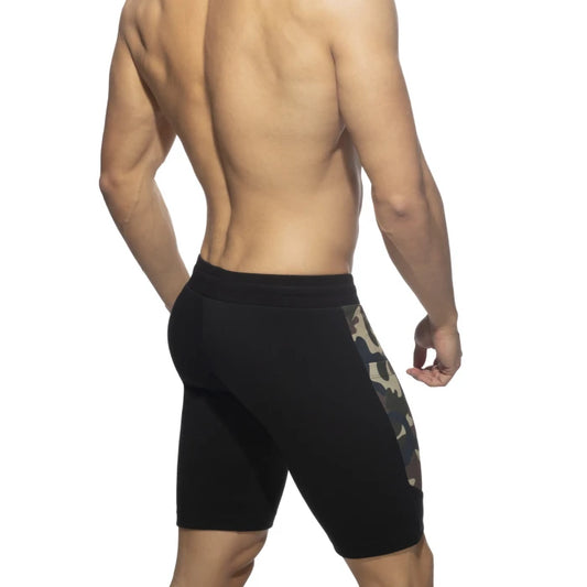 ADDICTED COTTON SPORTS KNEE SHORTS - BLACK