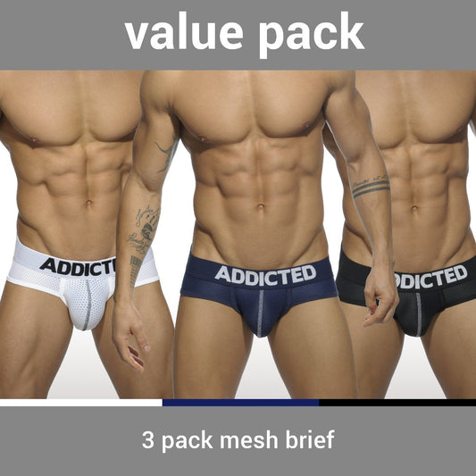 ADDICTED 3 PACK MESH BRIEF WITH SUPPORTIVE POUCH - ADDICTED SA