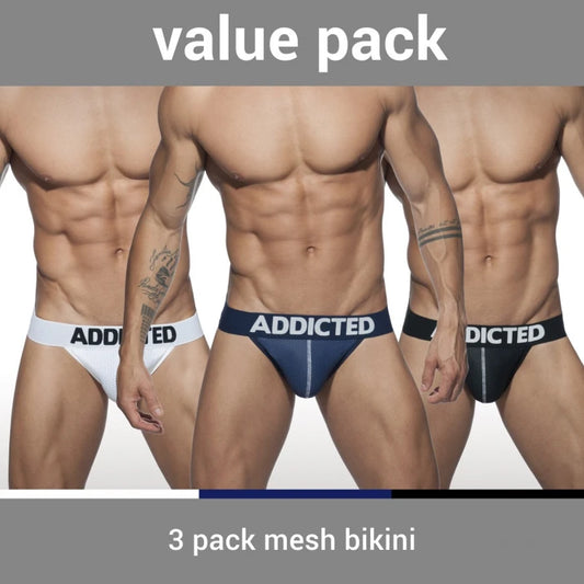 ADDICTED 3 PACK MESH BIKINI WITH SUPPORTIVE POUCH
