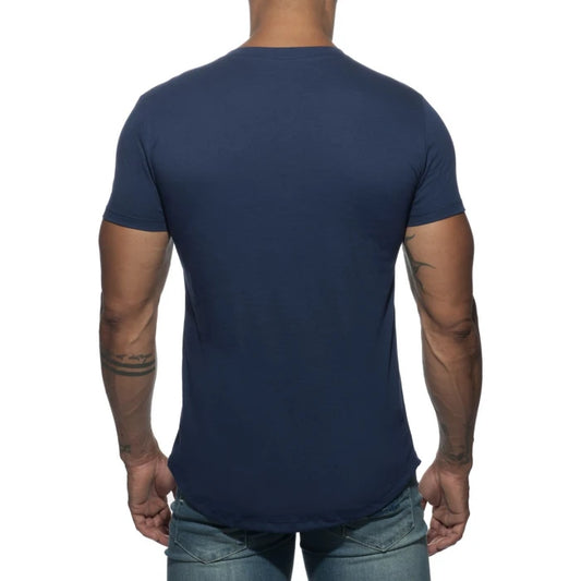 ADDICTED BASIC U NECK T- SHIRT - NAVY