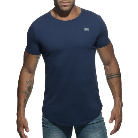 ADDICTED BASIC U NECK T- SHIRT - NAVY