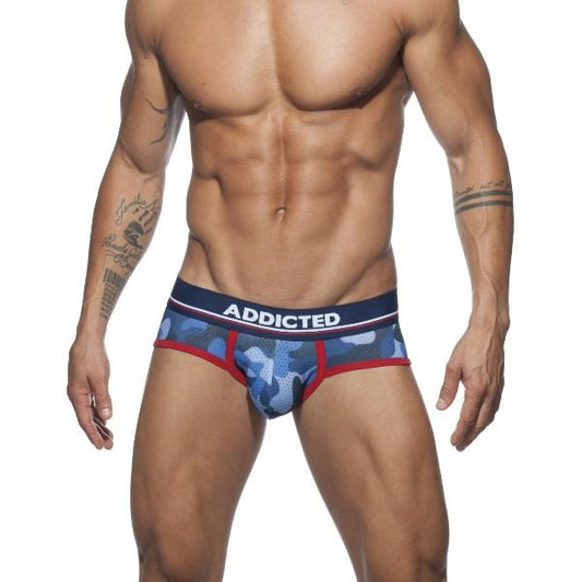 ADDICTED 3 PACK CAMO MESH BRIEF WITH SUPPORTIVE POUCH