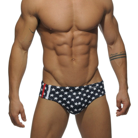 ADDICTED STAR PRINTED SPORT STRIPE BRIEF - NAVY - ADDICTED SA