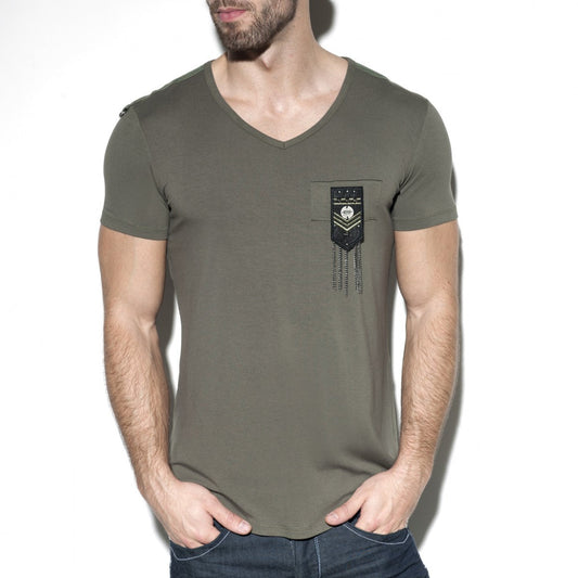 ES COLLECTION CHAINS SHIELD T-SHIRT - KHAKI - ADDICTED SA