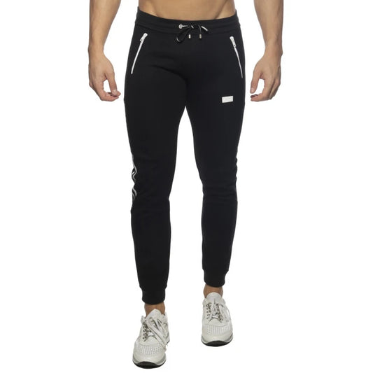 ADDICTED DOUBLE ZIP JOGGING PANTS - BLACK