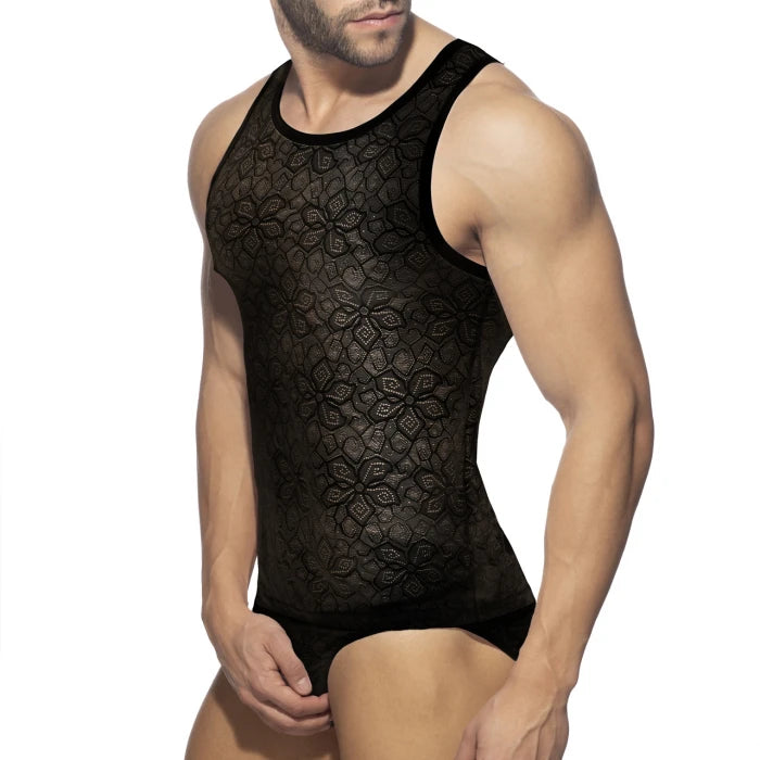 ADDICTED FLOWERY LACE TANK TOP - BLACK - ADDICTED SA