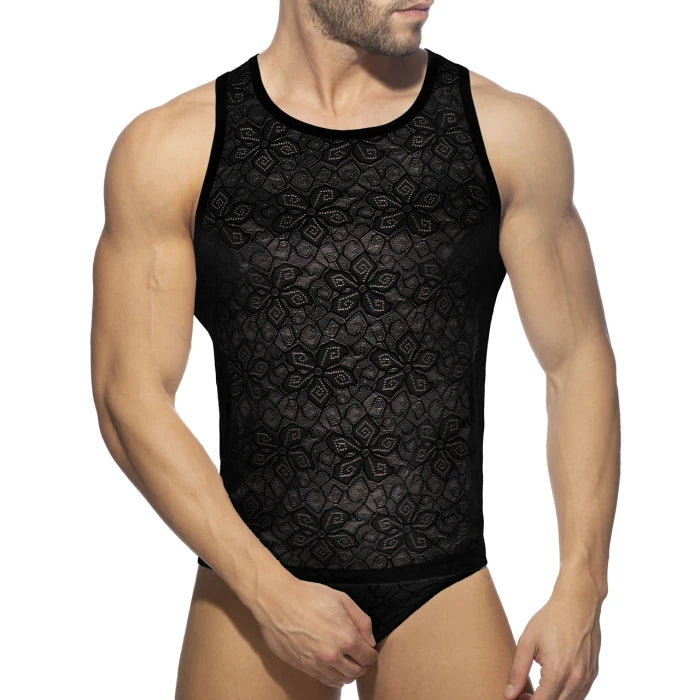 ADDICTED FLOWERY LACE TANK TOP - BLACK - ADDICTED SA