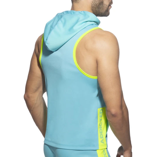 ADDICTED SLEEVELESS AD HOODIE - TURQUOISE