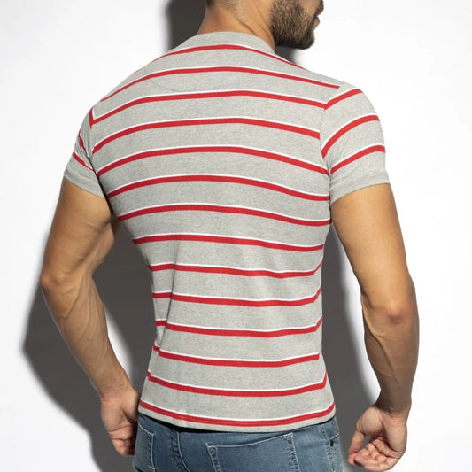 ES COLLECTION STRIPES POLO SHIRT - HEATHER GREY - ADDICTED SA