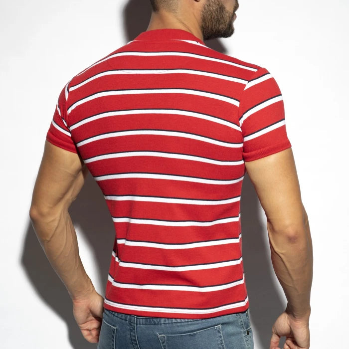 ES COLLECTION STRIPES POLO SHIRT - RED - ADDICTED SA