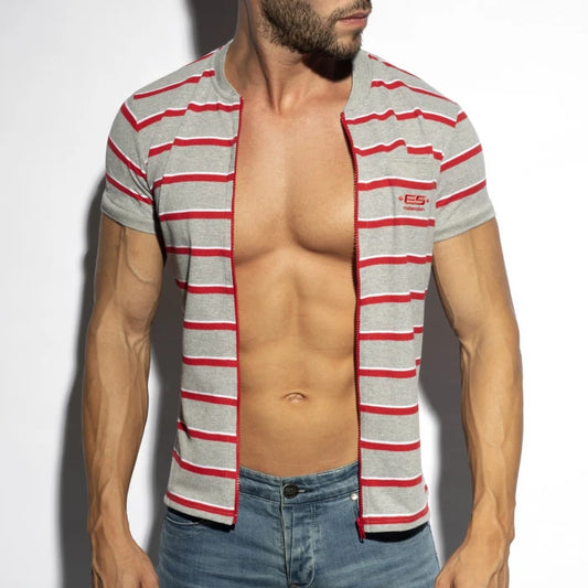 ES COLLECTION STRIPES POLO SHIRT - HEATHER GREY - ADDICTED SA