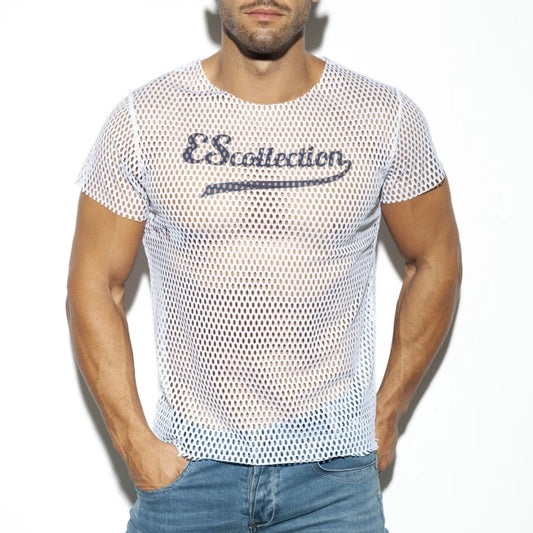 ES COLLECTION OPEN MESH T-SHIRT - WHITE