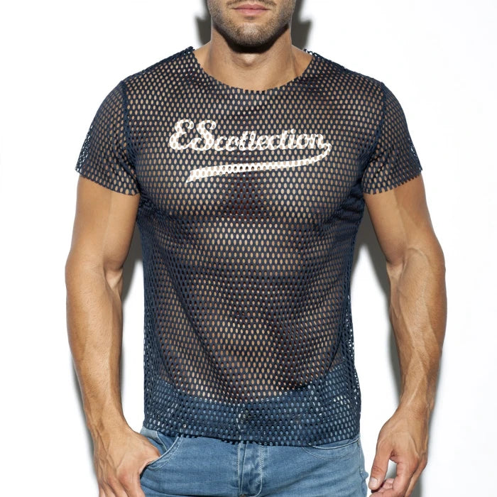ES COLLECTION OPEN MESH T-SHIRT - NAVY