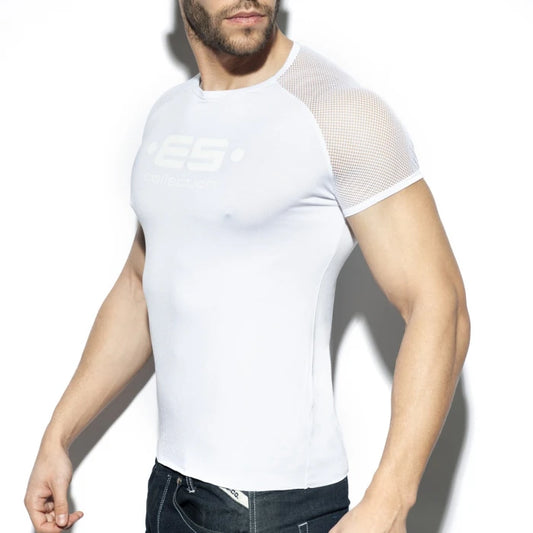 ES COLLECTION RANGLAN MESH T-SHIRT - WHITE