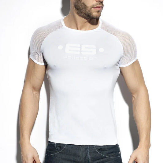 ES COLLECTION RANGLAN MESH T-SHIRT - WHITE